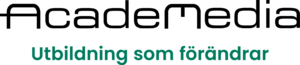 Logotyp "Academedia utbildning som förändrar" i svart och mörkgrön.